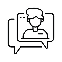 Video Chatting Outline Icon Design illustration. Online Steaming Symbol on White background EPS 10 File