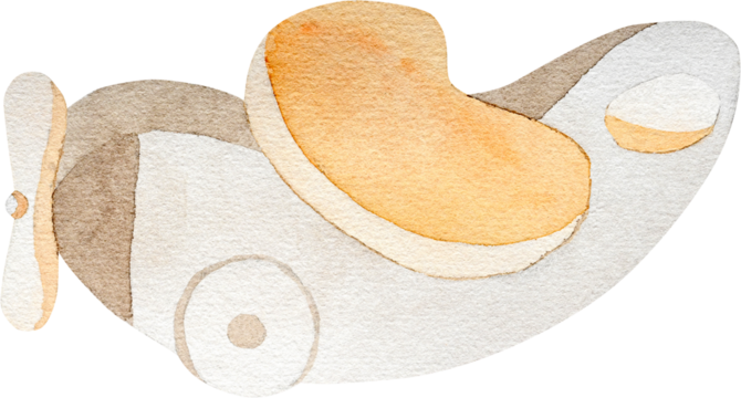 Watercolor wooden toy plane for infant baby. Craft airplane from eco natural material for child kid development and game - Powered by Adobe