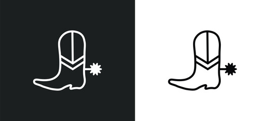cowboy boot line icon in white and black colors. cowboy boot flat vector icon from cowboy boot collection for web, mobile apps and ui.