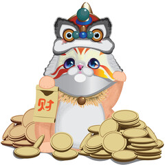 happy chinese new year cat bless rich in money