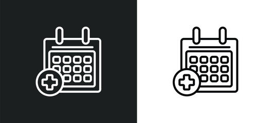 medical appointment line icon in white and black colors. medical appointment flat vector icon from medical appointment collection for web, mobile apps and ui.