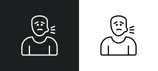 sick boy line icon in white and black colors. sick boy flat vector icon from sick boy collection for web, mobile apps and ui.