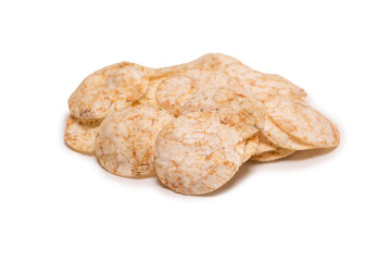 Rice chips isolated on white background.