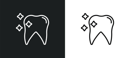 tooth whitening line icon in white and black colors. tooth whitening flat vector icon from tooth whitening collection for web, mobile apps and ui.