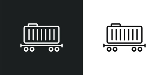 cargo train line icon in white and black colors. cargo train flat vector icon from cargo train collection for web, mobile apps and ui.