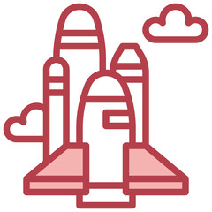 SPACE SHUTTLE LAUNCH line icon,linear,outline,graphic,illustration