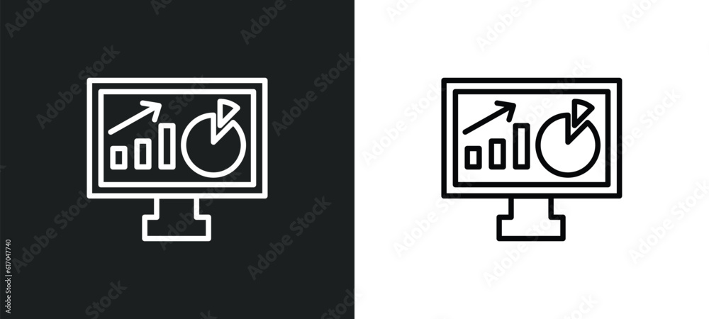 Poster dashboard line icon in white and black colors. dashboard flat vector icon from dashboard collection 