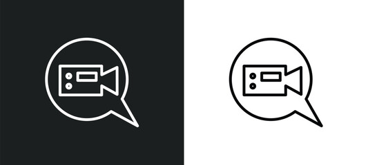 video call line icon in white and black colors. video call flat vector icon from video call collection for web, mobile apps and ui.
