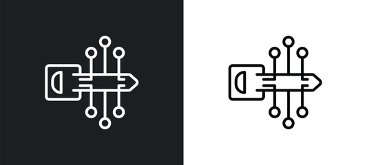 digital key line icon in white and black colors. digital key flat vector icon from digital key collection for web, mobile apps and ui.