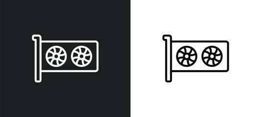 video card line icon in white and black colors. video card flat vector icon from video card collection for web, mobile apps and ui.