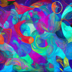 Abstract Colorful art depicting a state of confusion.