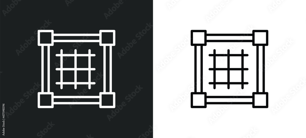 Poster grid line icon in white and black colors. grid flat vector icon from grid collection for web, mobile