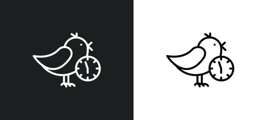 early bird line icon in white and black colors. early bird flat vector icon from early bird collection for web, mobile apps and ui.