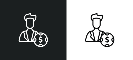 tester line icon in white and black colors. tester flat vector icon from tester collection for web, mobile apps and ui.