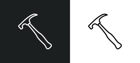brick hammer line icon in white and black colors. brick hammer flat vector icon from brick hammer collection for web, mobile apps and ui.