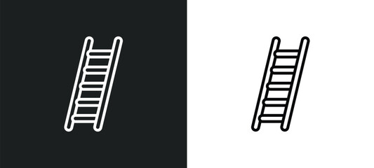 ladder line icon in white and black colors. ladder flat vector icon from ladder collection for web, mobile apps and ui. © IconArt
