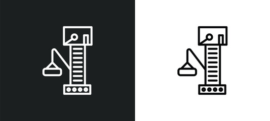 big derrick with boxes line icon in white and black colors. big derrick with boxes flat vector icon from big derrick with boxes collection for web, mobile apps and ui.