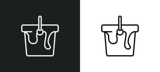 paint bucket line icon in white and black colors. paint bucket flat vector icon from paint bucket collection for web, mobile apps and ui. © IconArt
