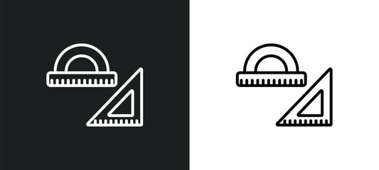 angle ruler line icon in white and black colors. angle ruler flat vector icon from angle ruler collection for web, mobile apps and ui.