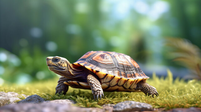 turtle on the ground HD 8K wallpaper Stock Photographic Image