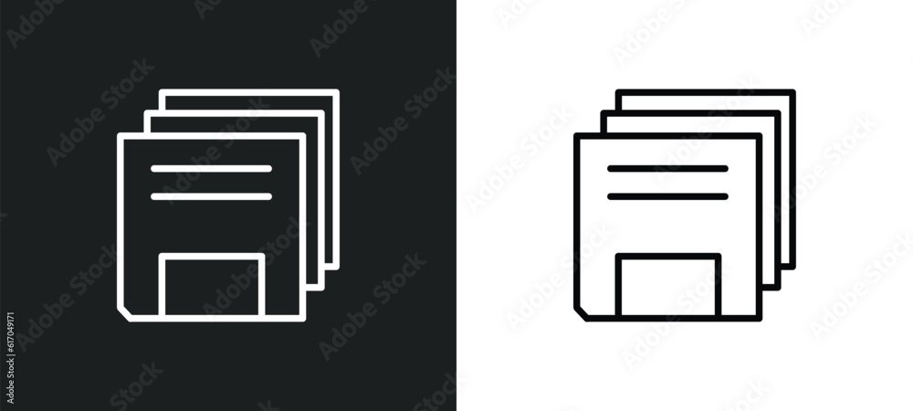 Poster save file line icon in white and black colors. save file flat vector icon from save file collection 
