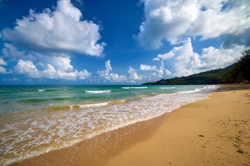 Beautiful landscape with the beach of Phuket, Thailand from the Andaman Sea.