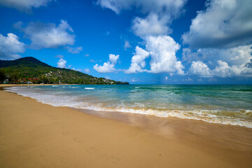 Beautiful landscape with the beach of Phuket, Thailand from the Andaman Sea.