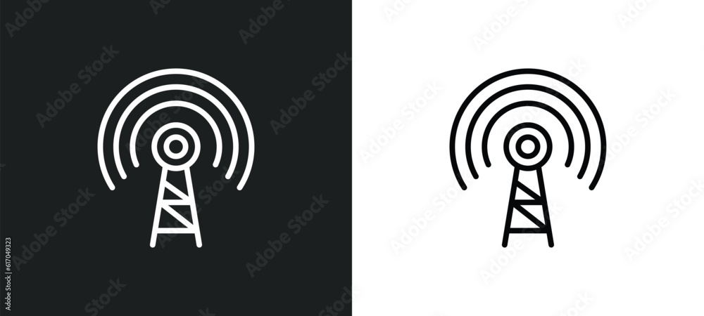 Poster broadcasting line icon in white and black colors. broadcasting flat vector icon from broadcasting co