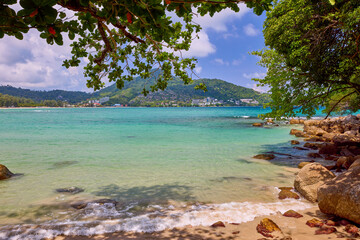 Beautiful landscape with the beach of Phuket, Thailand from the Andaman Sea.