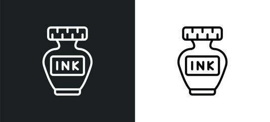 ink bottle line icon in white and black colors. ink bottle flat vector icon from ink bottle collection for web, mobile apps and ui.