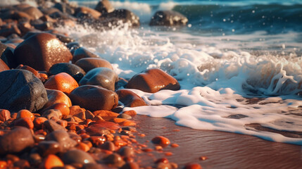 stones on the water HD 8K wallpaper Stock Photographic Image