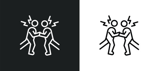 quarrel line icon in white and black colors. quarrel flat vector icon from quarrel collection for web, mobile apps and ui.