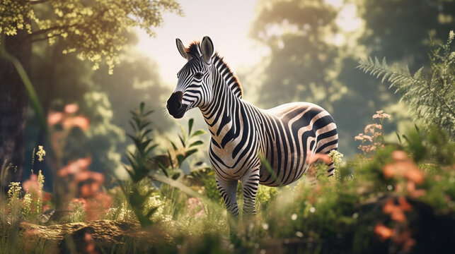 zebra in the wild HD 8K wallpaper Stock Photographic Image