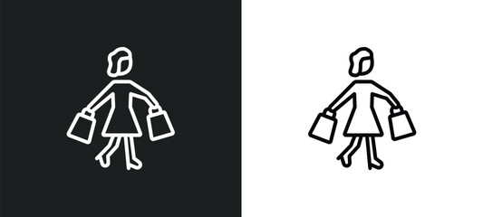 Obraz premium shopper line icon in white and black colors. shopper flat vector icon from shopper collection for web, mobile apps and ui.