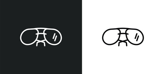 pilot sunglasses line icon in white and black colors. pilot sunglasses flat vector icon from pilot sunglasses collection for web, mobile apps and ui. © IconArt