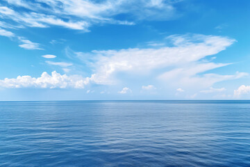 Obraz premium Calming summer natural marine blue background . sea and sky with white clouds photography