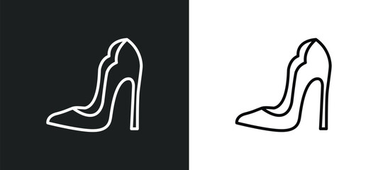 high heel line icon in white and black colors. high heel flat vector icon from high heel collection for web, mobile apps and ui.