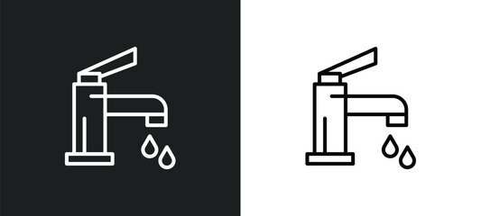 faucet cleanin line icon in white and black colors. faucet cleanin flat vector icon from faucet cleanin collection for web, mobile apps and ui.