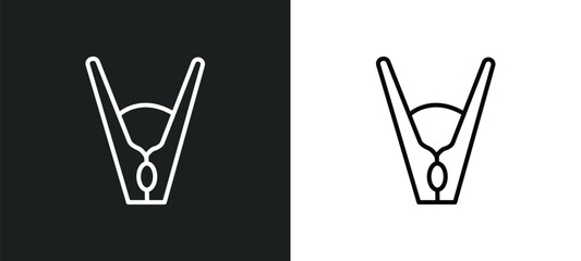 clothes peg line icon in white and black colors. clothes peg flat vector icon from clothes peg collection for web, mobile apps and ui.