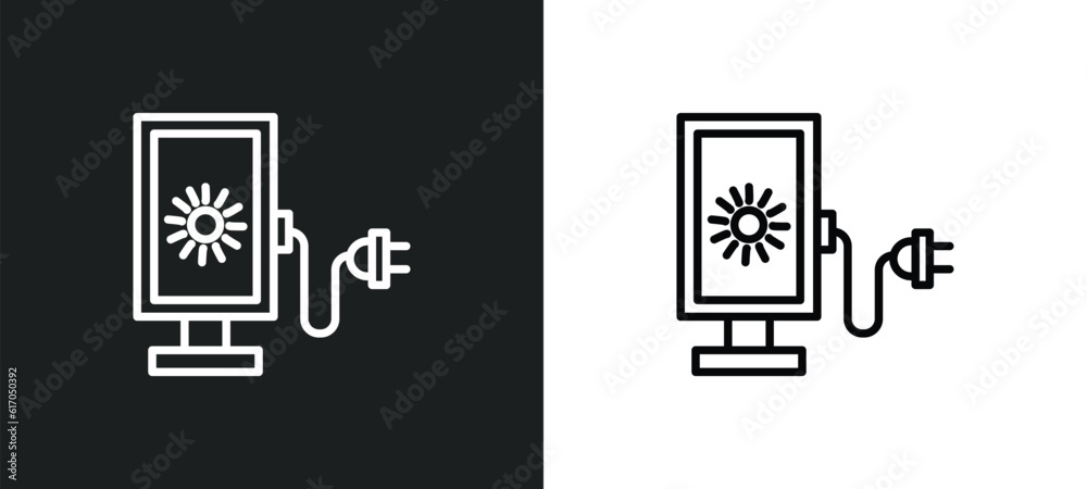 Poster lightbox line icon in white and black colors. lightbox flat vector icon from lightbox collection for
