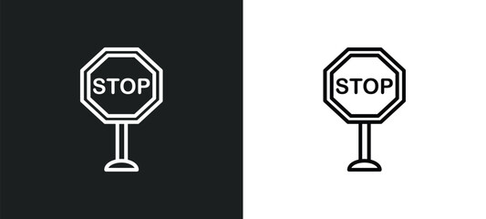 stop line icon in white and black colors. stop flat vector icon from stop collection for web, mobile apps and ui.