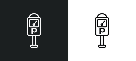 parking meter line icon in white and black colors. parking meter flat vector icon from parking meter collection for web, mobile apps and ui.