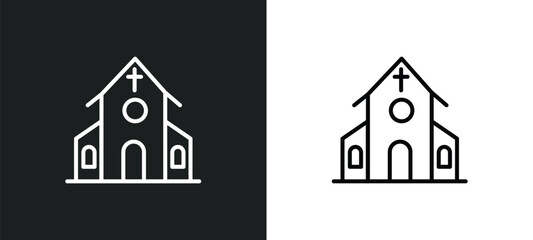 church line icon in white and black colors. church flat vector icon from church collection for web, mobile apps and ui.