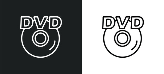 hd dvd line icon in white and black colors. hd dvd flat vector icon from hd dvd collection for web, mobile apps and ui.