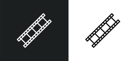 film strip black line icon in white and black colors. film strip black flat vector icon from film strip collection for web, mobile apps and ui.
