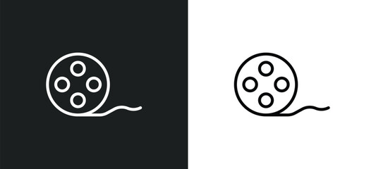 film roll side view line icon in white and black colors. film roll side view flat vector icon from film roll side view collection for web, mobile apps and ui.