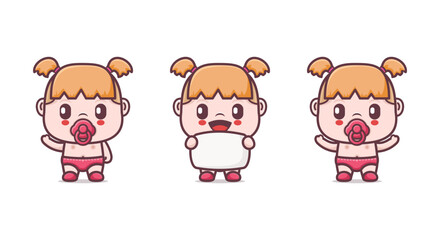 cute baby girl cartoon character vector illustration