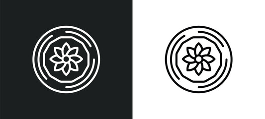 round carpet line icon in white and black colors. round carpet flat vector icon from round carpet collection for web, mobile apps and ui.