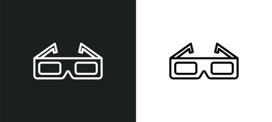 3d paper glasses line icon in white and black colors. 3d paper glasses flat vector icon from 3d paper glasses collection for web, mobile apps and ui.