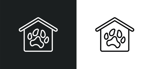 shelter line icon in white and black colors. shelter flat vector icon from shelter collection for web, mobile apps and ui.